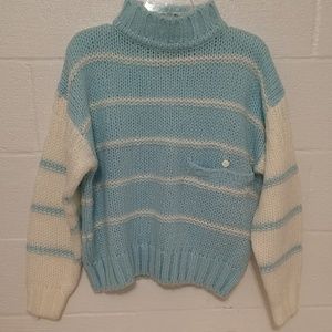 Maison Gabriel Turquoise and White Sweater sz Large
